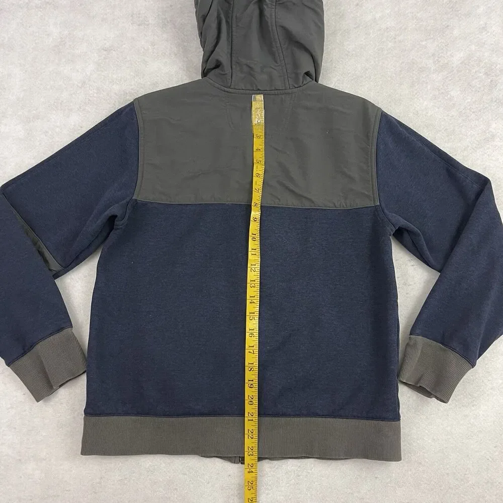 The North Face Hoodie Mens Small Navy Gray Tundra Fleece Softshell Sherpa Lined